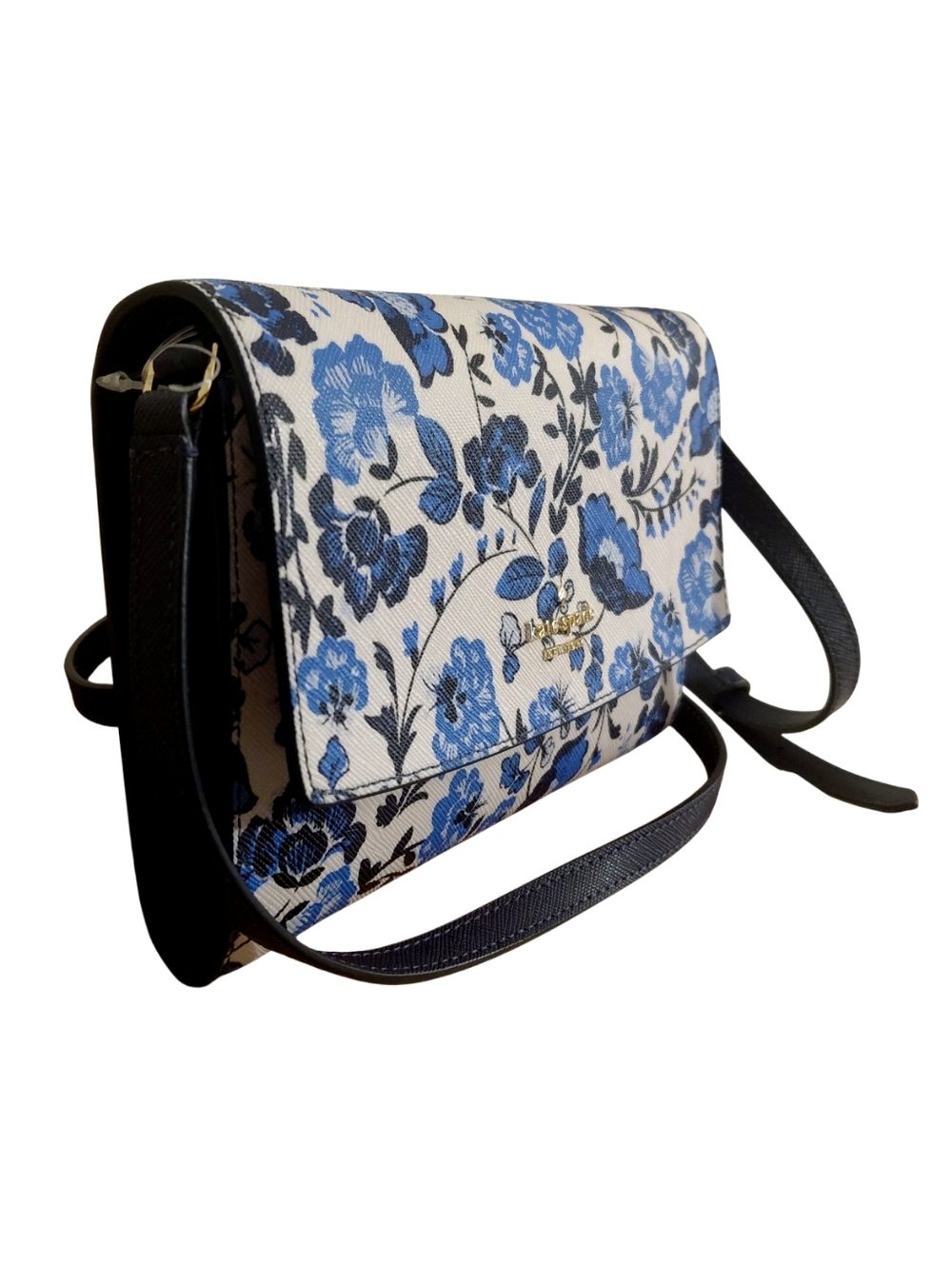 Kate Spade Vase Floral Print Blue Multi Wallet On String Crossbody Bag - Picture 3 of 5